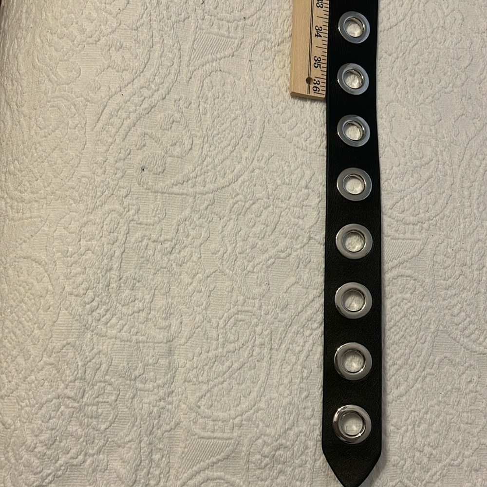 All Saints Dani Leather Belt, Womens, black, large silver rivets, size L/XL. New - Picture 5 of 7